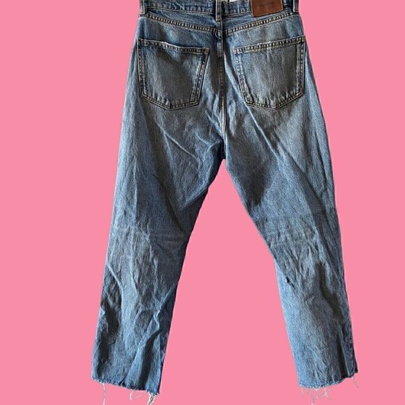 Zara The High Waist kick jeans size 6 blue distressed - Picture 3 of 9